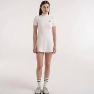 NWT Malbon Lauren Ivory Knit Golf Dress XL Mock Neck Sweater Luxe Sport Tennis